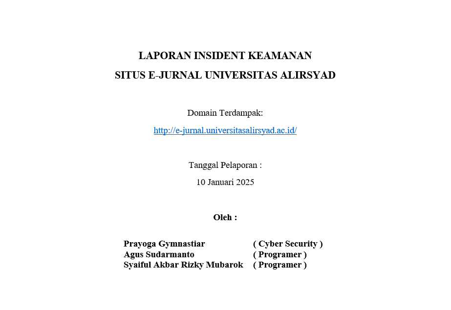 Penanganan Insiden Keamanan OJS