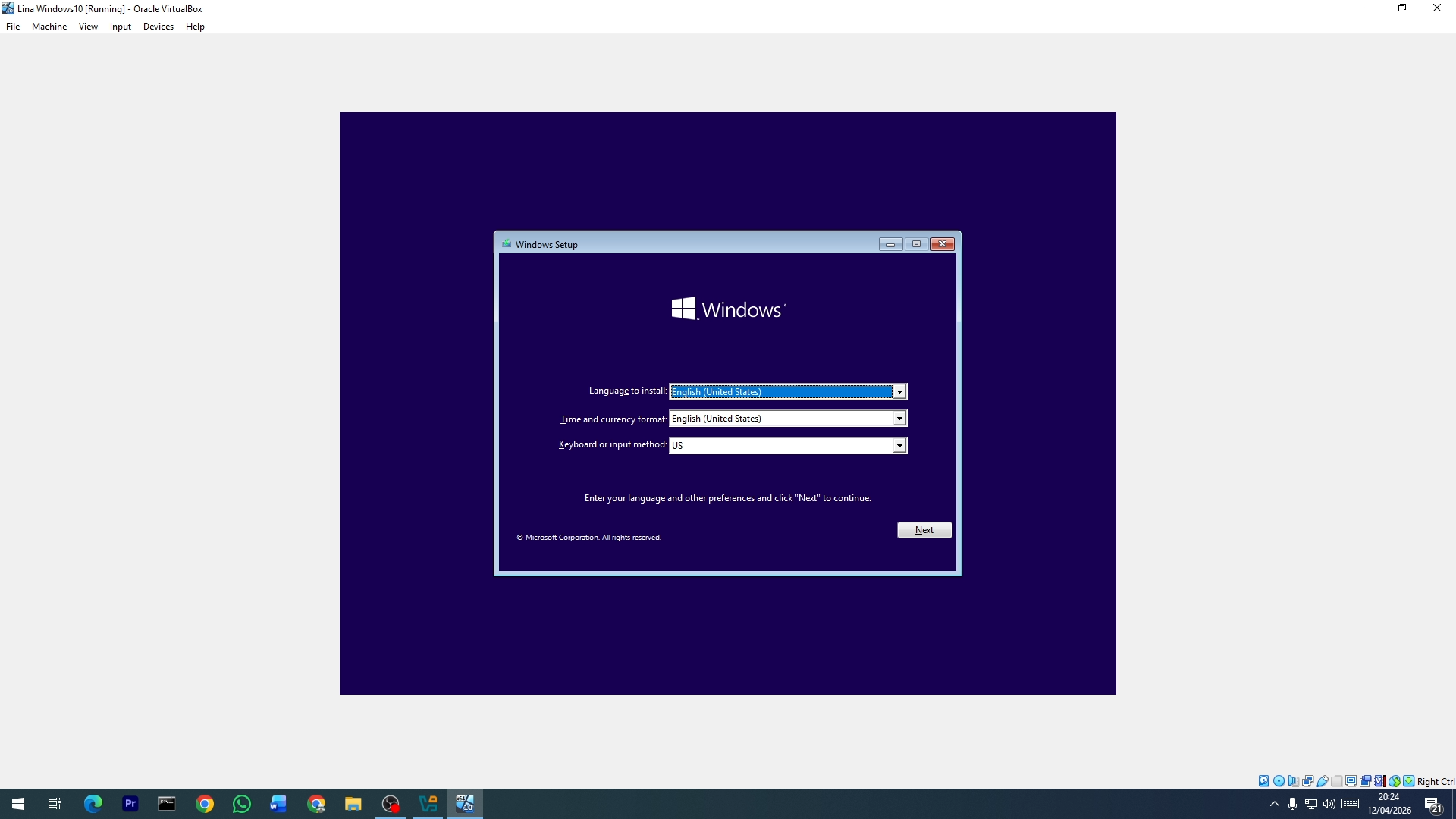 Installasi Windows 10 Di VirtualBox